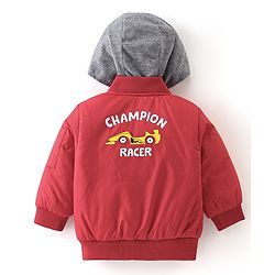 Babyhug Full Sleeves Hooded Jacket Racer Print - Red