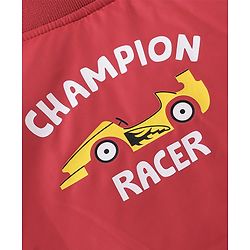 Babyhug Full Sleeves Hooded Jacket Racer Print - Red