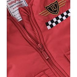 Babyhug Full Sleeves Hooded Jacket Racer Print - Red