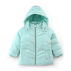 Babyhug Full Sleeves Hoodie with Butterfly Foil Print - Aqua