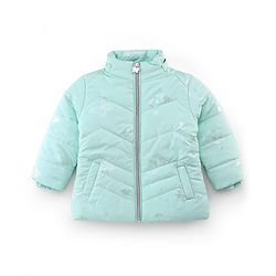 Babyhug Full Sleeves Hoodie with Butterfly Foil Print - Aqua
