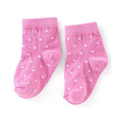 Cute Walk By Babyhug Cotton Knit Anti Bacterial Ankle Length Socks Polka Dot Design Pack Of 3 - Pink Yellow & Purple