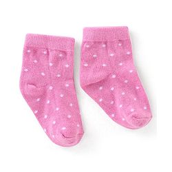 Cute Walk By Babyhug Cotton Knit Anti Bacterial Ankle Length Socks Polka Dot Design Pack Of 3 - Pink Yellow & Purple