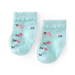 Cute Walk by Babyhug Knit Ankle Length Anti Bacterial Socks Floral Design - Multicolor