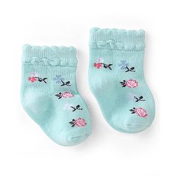 Cute Walk by Babyhug Knit Ankle Length Anti Bacterial Socks Floral Design - Multicolor