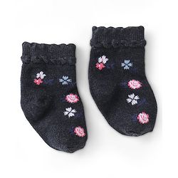 Cute Walk by Babyhug Knit Ankle Length Anti Bacterial Socks Floral Design - Multicolor
