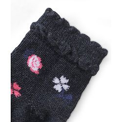 Cute Walk by Babyhug Knit Ankle Length Anti Bacterial Socks Floral Design - Multicolor