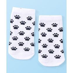 Cute Walk by Babyhug Cotton Knit Anti-Bacterial Ankle Length Dalmatians & Paw Design Socks Pack of 3 - Multicolour