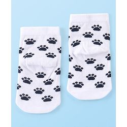 Cute Walk by Babyhug Cotton Knit Anti-Bacterial Ankle Length Dalmatians & Paw Design Socks Pack of 3 - Multicolour
