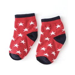 Cute Walk By Babyhug Anti Bacterial Ankle Length Socks Star Design Pack Of 3 - Black & Red