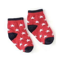 Cute Walk By Babyhug Anti Bacterial Ankle Length Socks Star Design Pack Of 3 - Black & Red