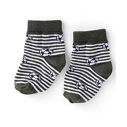 Cute Walk by Babyhug Anti-Bacterial Ankle Length Striped & Football Design Socks Pack of 3 - White Black & Yellow