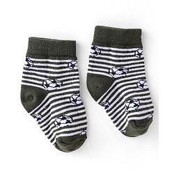 Cute Walk by Babyhug Anti-Bacterial Ankle Length Striped & Football Design Socks Pack of 3 - White Black & Yellow