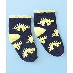 Cute Walk by Babyhug Cotton Knit Ankle Length Anti Bacterial Socks Dino Design Pack of 3 - Multicolor
