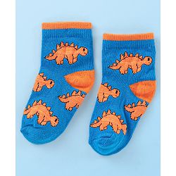 Cute Walk by Babyhug Cotton Knit Ankle Length Anti Bacterial Socks Dino Design Pack of 3 - Multicolor