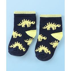 Cute Walk by Babyhug Cotton Knit Ankle Length Anti Bacterial Socks Dino Design Pack of 3 - Multicolor