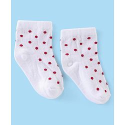 Cute Walk By Babyhug Cotton Knit Anti Bacterial Ankle Length Socks Stripes & Floral Design Pack Of 5 - Red Blue & White