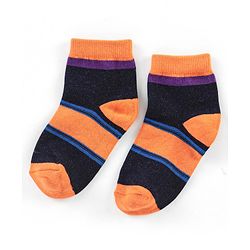Cute Walk by Babyhug Cotton Knit Ankle Length Anti Bacterial Socks Stripe Design Pack of 5 - Multicolor
