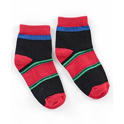 Cute Walk by Babyhug Cotton Knit Ankle Length Anti Bacterial Socks Stripe Design Pack of 5 - Multicolor