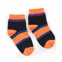 Cute Walk by Babyhug Cotton Knit Ankle Length Anti Bacterial Socks Stripe Design Pack of 5 - Multicolor