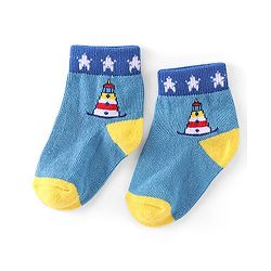 Cute Walk by Babyqhug Anti-Bacterial Ankle Length Ship Design Socks Pack of 5 - Multicolour