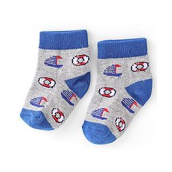 Cute Walk by Babyqhug Anti-Bacterial Ankle Length Ship Design Socks Pack of 5 - Multicolour