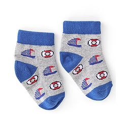 Cute Walk by Babyqhug Anti-Bacterial Ankle Length Ship Design Socks Pack of 5 - Multicolour