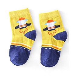 Cute Walk by Babyhug Cotton Knit Ankle Length Anti Bacterial Socks Astronaut Design Pack of 5 - Multicolor