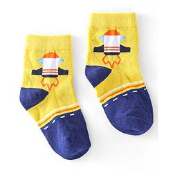 Cute Walk by Babyhug Cotton Knit Ankle Length Anti Bacterial Socks Astronaut Design Pack of 5 - Multicolor