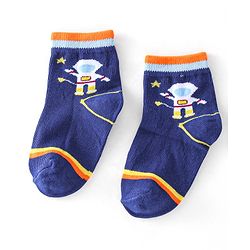 Cute Walk by Babyhug Cotton Knit Ankle Length Anti Bacterial Socks Astronaut Design Pack of 5 - Multicolor