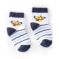 Cute Walk by Babyhug Cotton Knit Ankle Length Anti Bacterial Socks Astronaut Design Pack of 5 - Multicolor