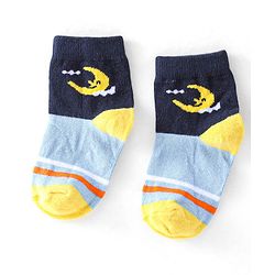 Cute Walk by Babyhug Cotton Knit Ankle Length Anti Bacterial Socks Astronaut Design Pack of 5 - Multicolor