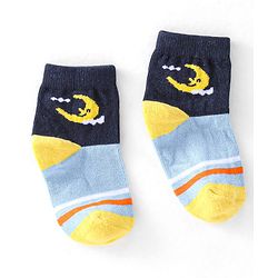 Cute Walk by Babyhug Cotton Knit Ankle Length Anti Bacterial Socks Astronaut Design Pack of 5 - Multicolor