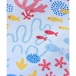Babyhug Half Sleeves T-Shirt & Denim Shorts Set Marine Life Print - Multicolor & Blue