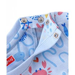 Babyhug Half Sleeves T-Shirt & Denim Shorts Set Marine Life Print - Multicolor & Blue