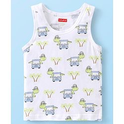 Babyhug 100% Cotton Sleeveless Sando & Shorts Set Car Print - Multicolour
