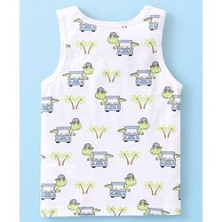Babyhug 100% Cotton Sleeveless Sando & Shorts Set Car Print - Multicolour
