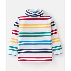 Babyhug 100% Cotton Full Sleeves Skivi Tee Striped - White