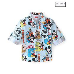 Babyhug 100% Cotton Knit Full Sleeve Shirt With Mickey Mouse & Friends Print - Blue