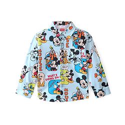 Babyhug 100% Cotton Knit Full Sleeve Shirt With Mickey Mouse & Friends Print - Blue