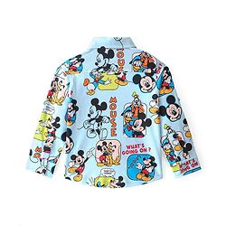 Babyhug 100% Cotton Knit Full Sleeve Shirt With Mickey Mouse & Friends Print - Blue