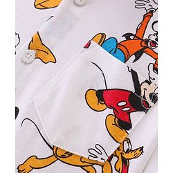 Babyhug 100% Cotton Knit Full Sleeve Shirt With Mickey Mouse & Friends Print - White