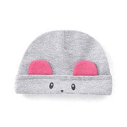 Babyhug Cotton Cap Mouse Design Grey - Diameter 10 cm