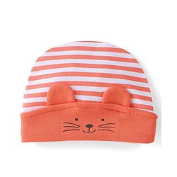 Babyhug 100% Cotton Cap Cat Design - Orange