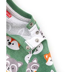 Babyhug 100% Cotton Knit Full Sleeves T-Shirt Animal Face Print - Green