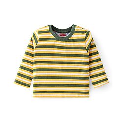 Babyhug 100% Cotton Knit Full Sleeves Striped T-Shirt - Yellow & Green