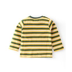 Babyhug 100% Cotton Knit Full Sleeves Striped T-Shirt - Yellow & Green