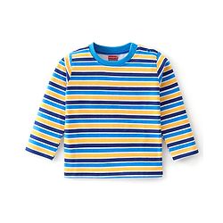 Babyhug Cotton Knit Full Sleeves Striped T-Shirt - Blue & Yellow