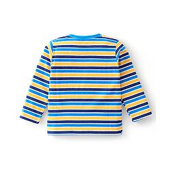 Babyhug Cotton Knit Full Sleeves Striped T-Shirt - Blue & Yellow