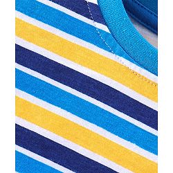 Babyhug Cotton Knit Full Sleeves Striped T-Shirt - Blue & Yellow
